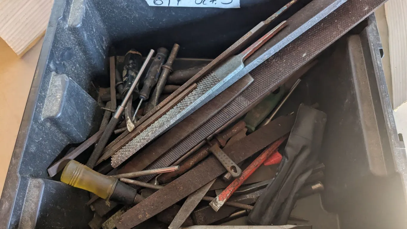 *OFFSITE* Bin of Assorted Tools: Files, Punches, Chisels, etc.