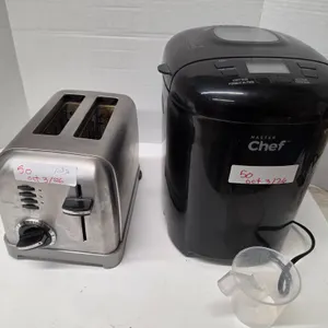 Cuisinart 2-Slice Toaster, MasterChef Bread Maker (broken top corner) – Both Working