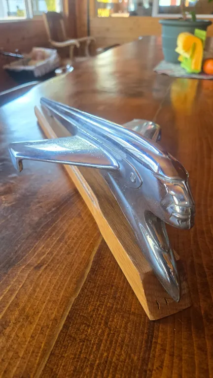 Huge 1950 Pontiac Chieftain Chrome Hood Ornament, 20” Long. Some Light Pitting.
