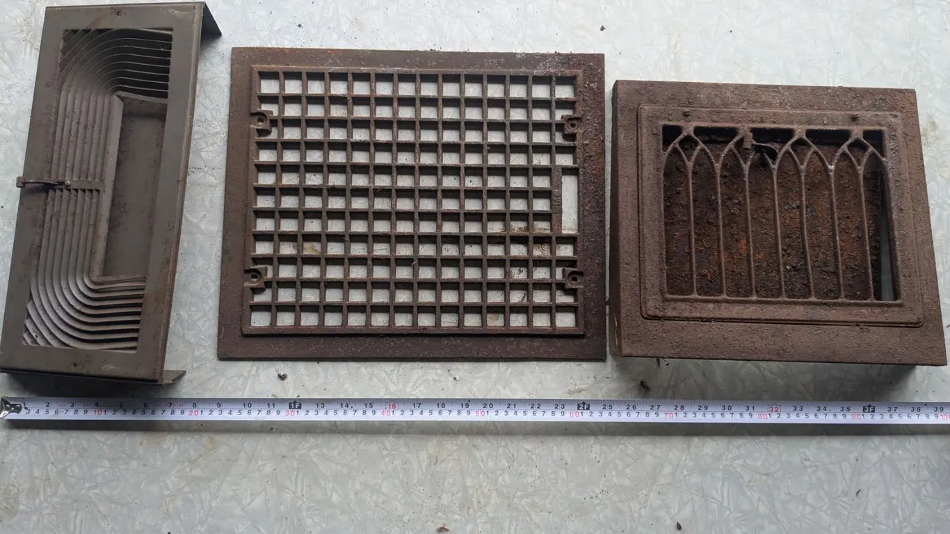 Vintage Heating Grates, Cast and Tin