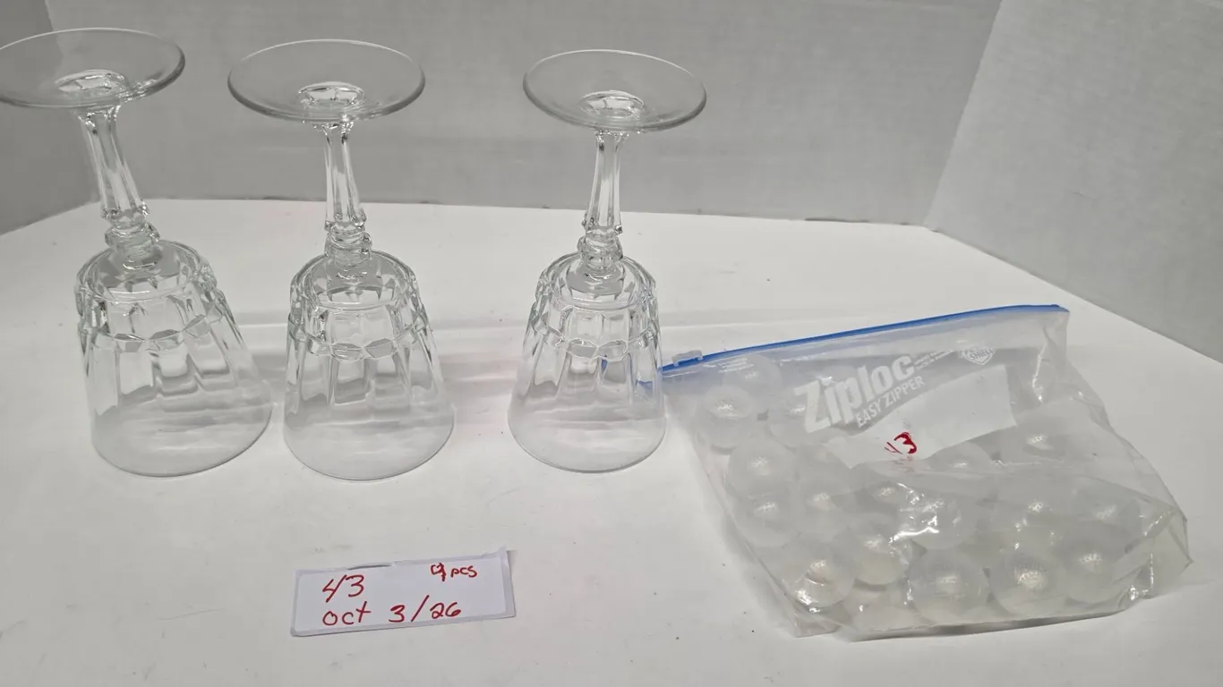 (3) Wine Glasses, Reuseable Ice Cubes (?)