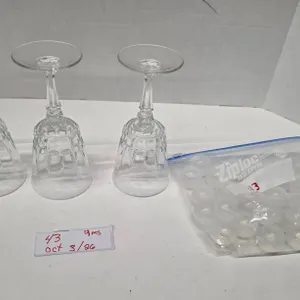 (3) Wine Glasses, Reuseable Ice Cubes (?)