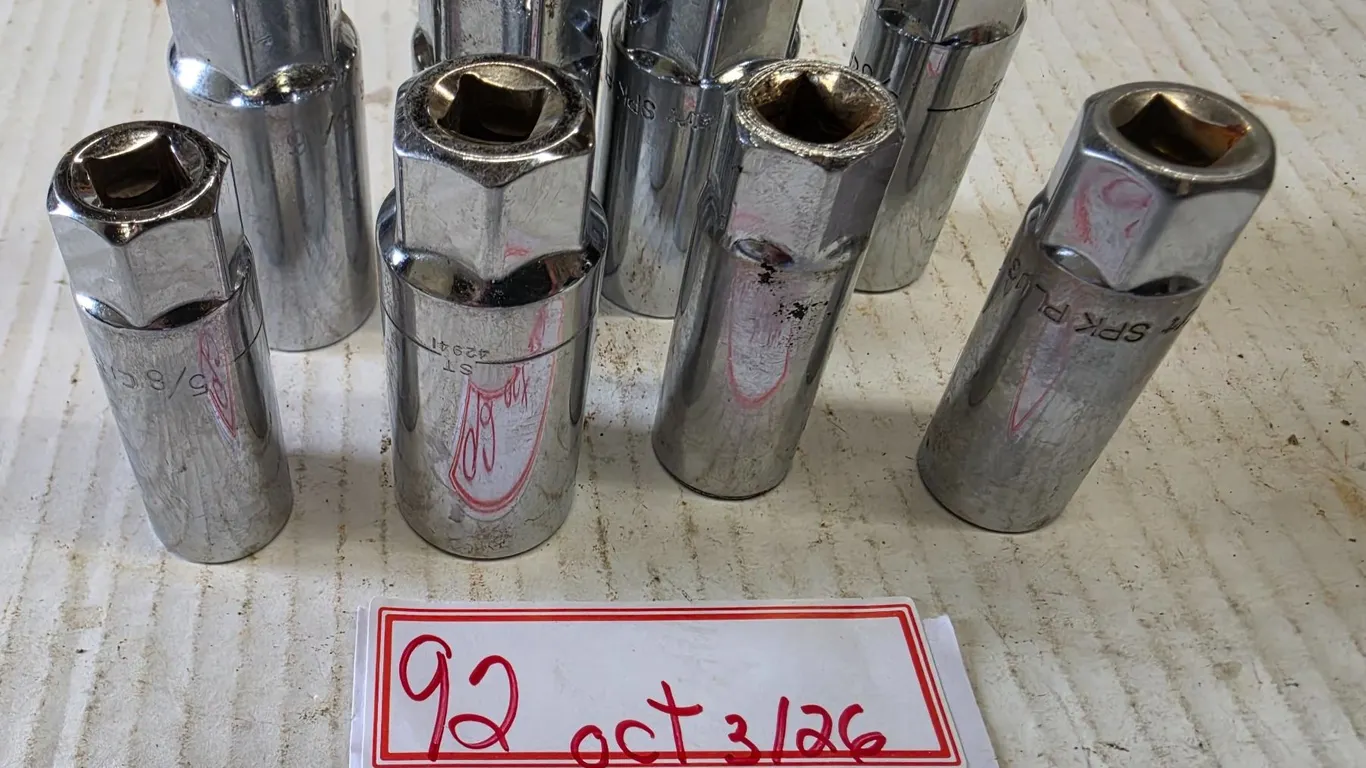 (8) Chrome Drive Spark Plug Sockets