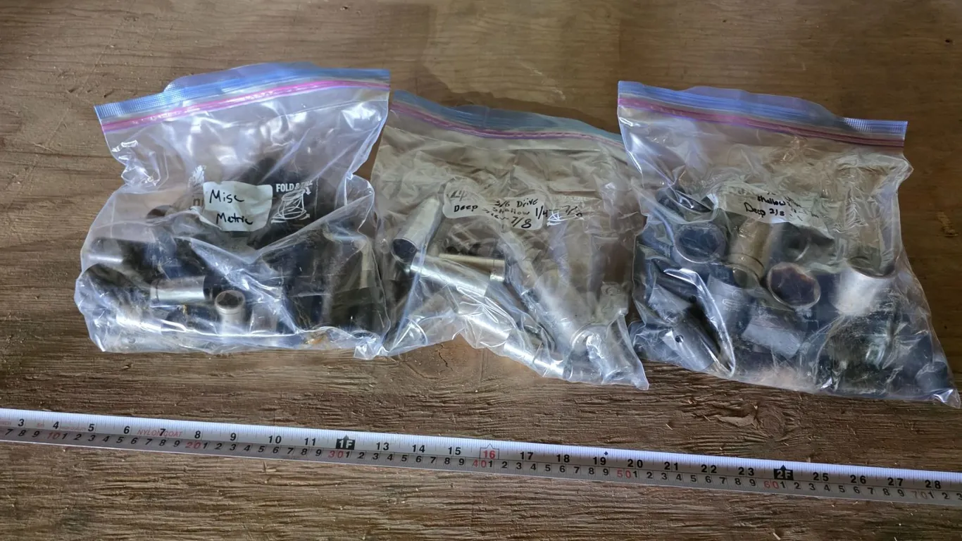 Various mixed sockets- some deep- 5/16, 7/8