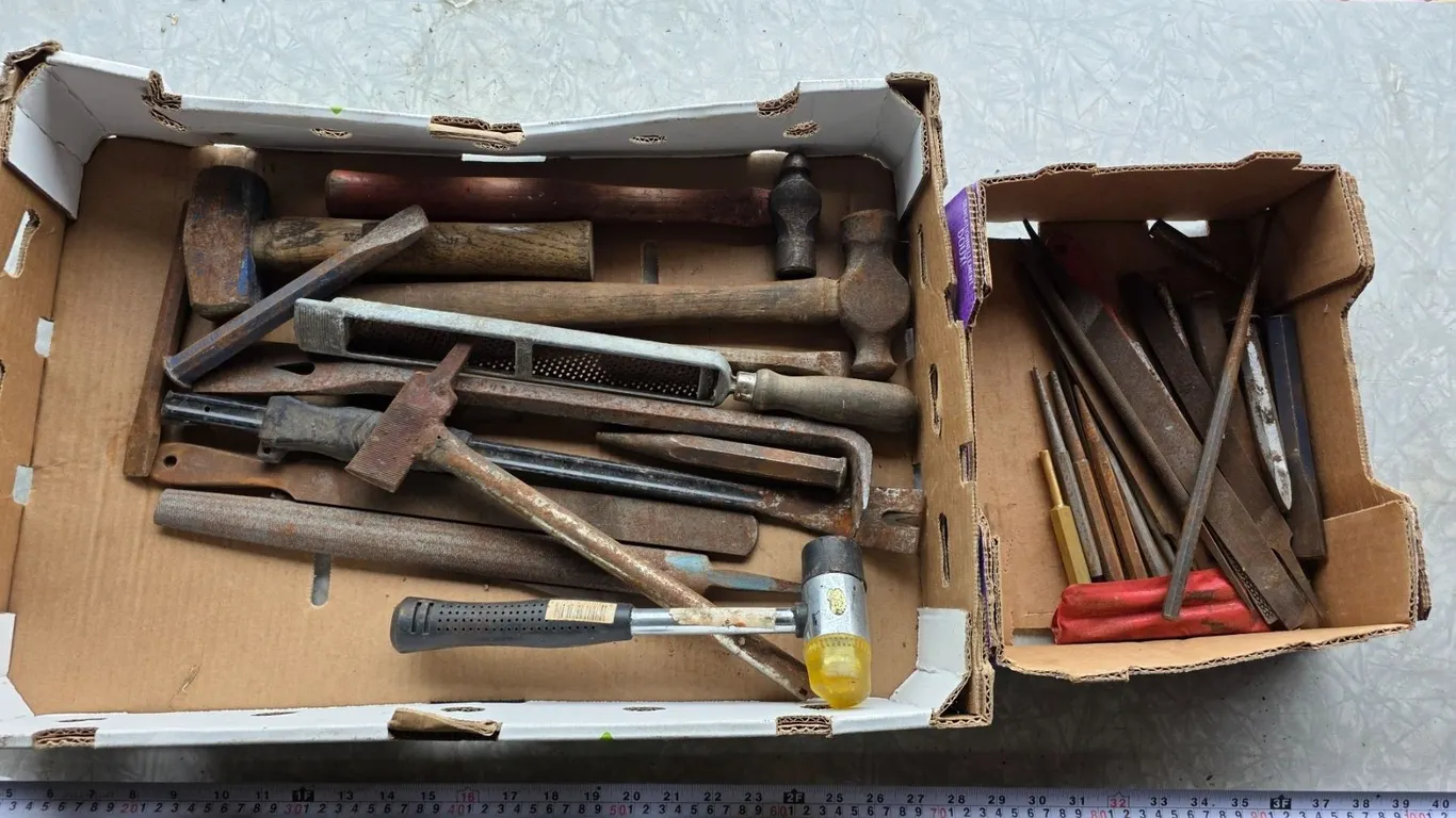 Lot of hammers, chizels, misc