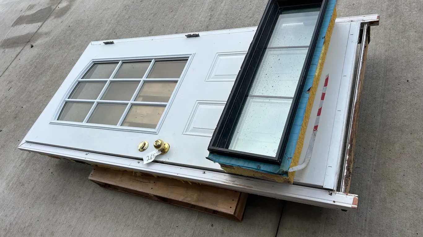 White Exterior Door & Black Framed Horizontal Window