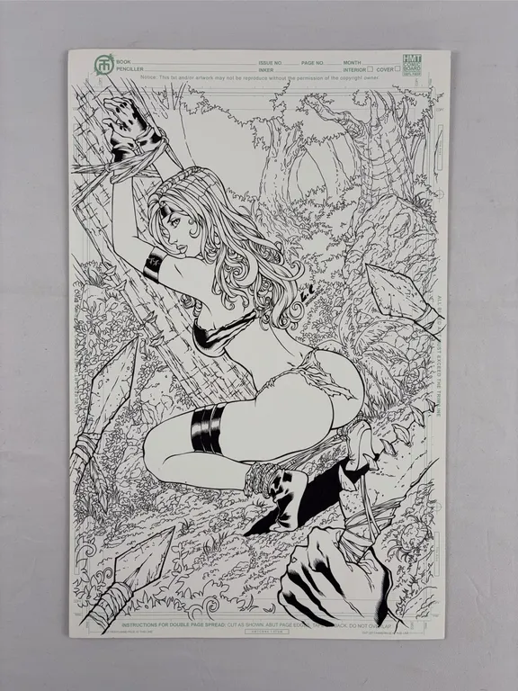 Original Fantasy Art by LC Freitas Jungle Pin-Up