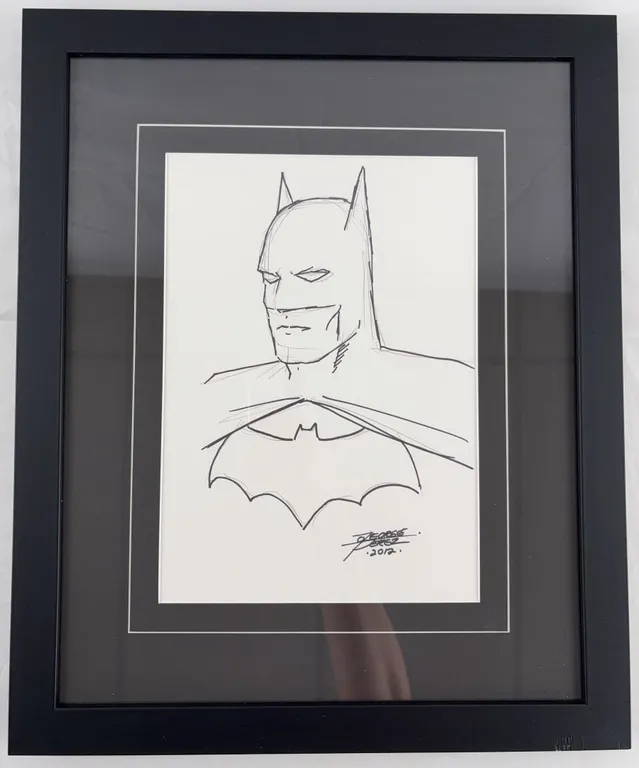 Batman Original Sketch by George Perez - Professionally Mattted and Framed