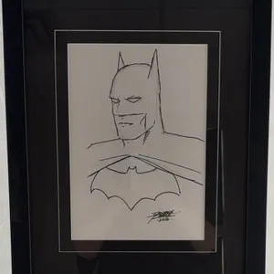 Batman Original Sketch by George Perez - Professionally Mattted and Framed