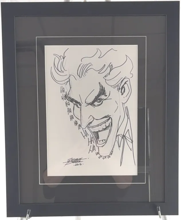 Joker Original Sketch by George Perez - Professionally Matted and Framed