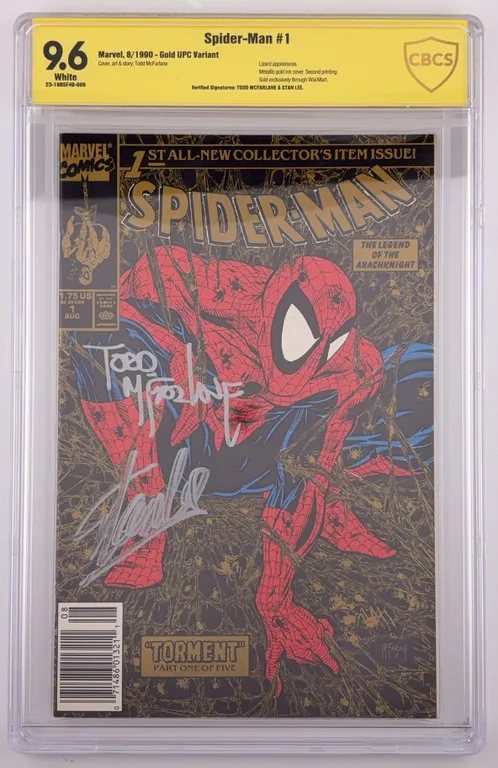 Spider-Man #1 Gold UPC Variant CBCS 9.6 SS Todd McFarlane & Stan Lee Marvel 1990