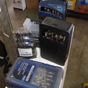 White Storage Drawered Cabinet w/Variety of Drill Bit Sets