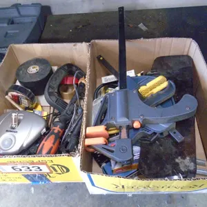 Mastercraft 18v Drill, Battery, Charger & 2 Misc. Boxes w/Clamps, Black Tape