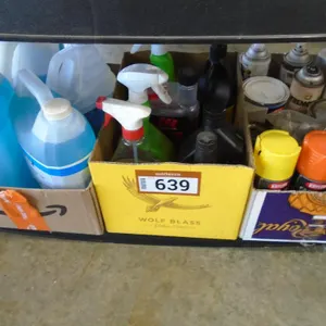 L/O 3 Boxes Misc. – Windshield Washer, Oils, Paints