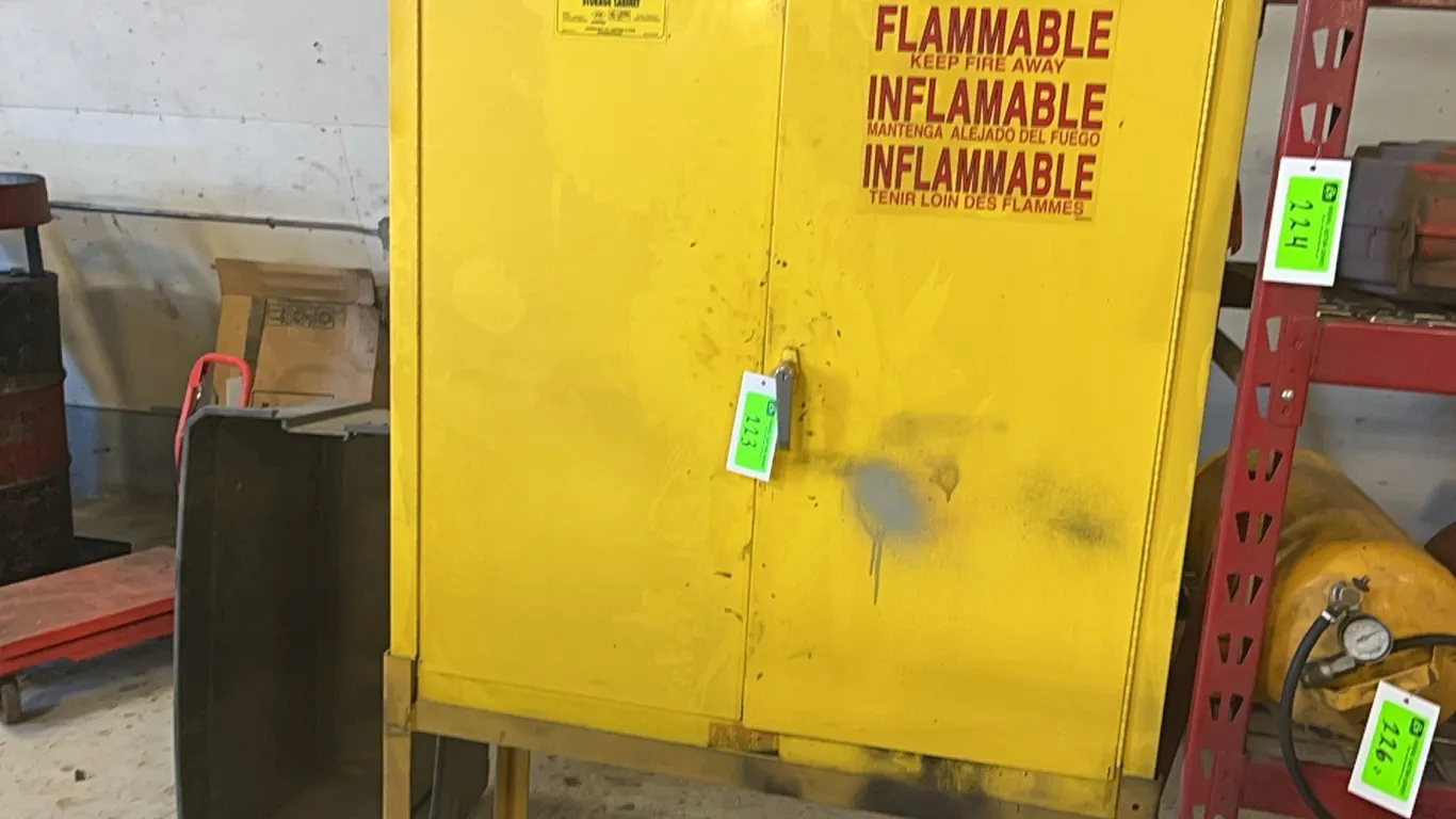 Flammable Liquid Storage Container with Assorted Paints