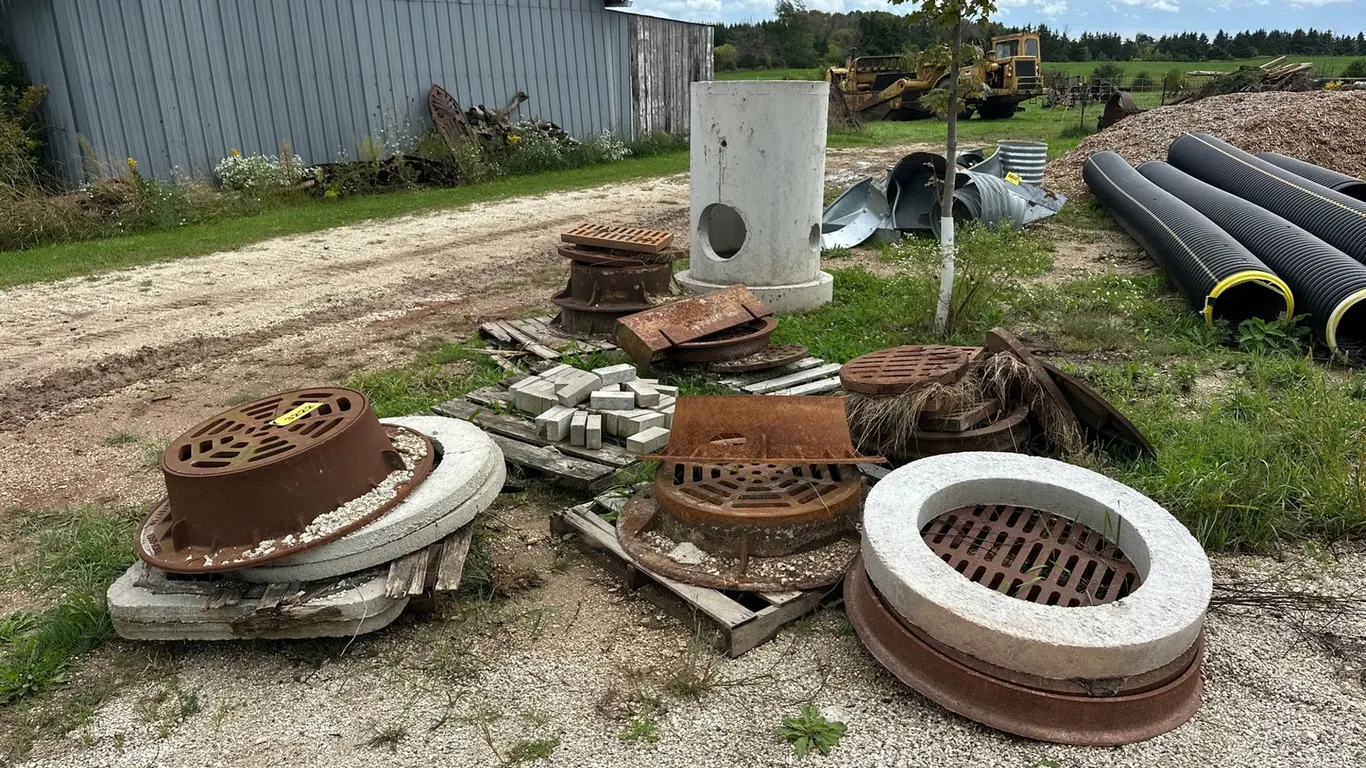 Lot Of Manhole Risers And Lids
