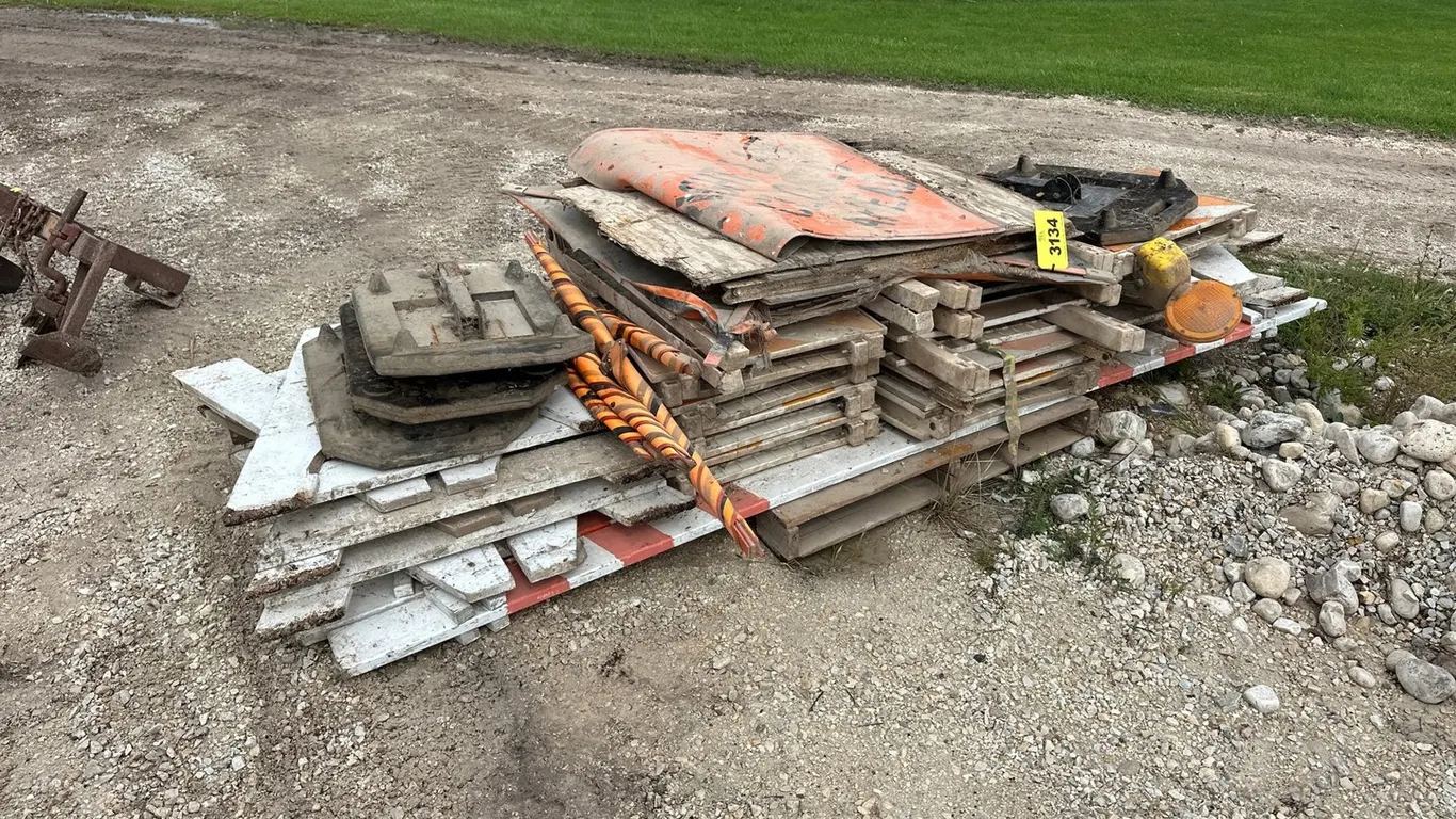 Pallet Of Road Barricades And Construction Signs