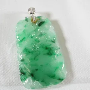 Jade Like Stone Made Into Charm w/Clear Stone