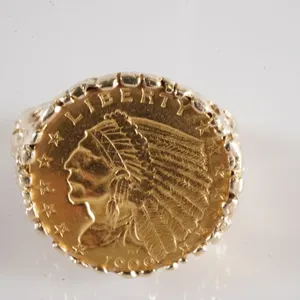 14k Yellow Gold Ring w/Gold Coin Center