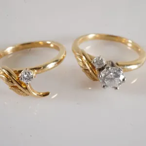 Lot of (2) 18k Yellow Gold Rings w/Diamonds