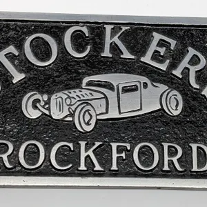 VINTAGE ORIGINAL CAR CLUB PLAQUE SIGN STOCKERS ROCKFORD (ILLINOIS)
