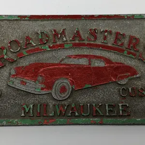 VINTAGE ORIGINAL CAR CLUB PLAQUE SIGN ROADMASTERS ROD CUSTOM MILWAUKEE (WISCONSIN)