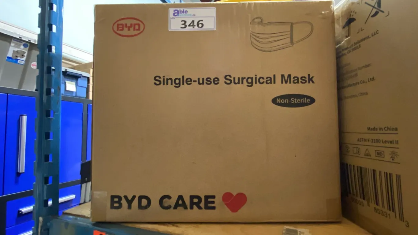 BOX OF BYD SINGLE-USE COMMERCIAL SURGICAL MASKS