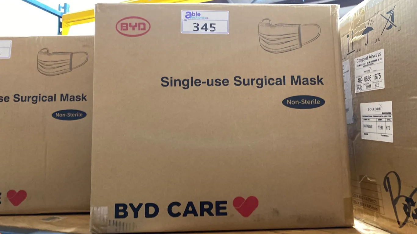 BOX OF BYD SINGLE-USE COMMERCIAL SURGICAL MASKS