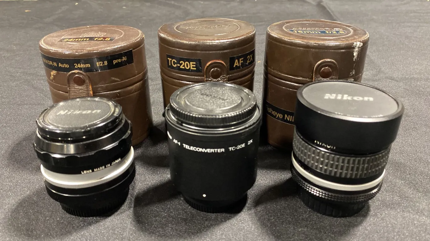 NIKON NIKKOR-N AUTO 24MM F/2.8 MANUAL FOCUS WIDE ANGLE PRIME LENS, NIKKOR FISHEYE 16MM F/2.8 AI