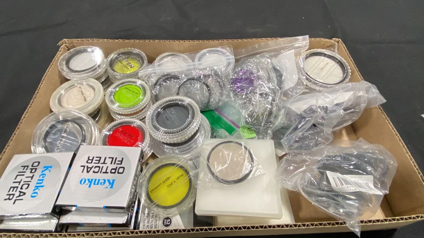 BOX OF NIKON & ASSORTED CAMERA FILTERS