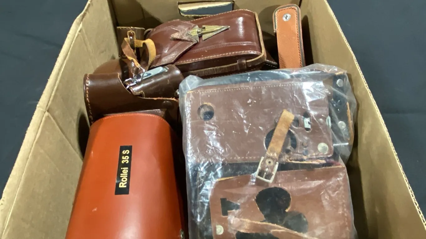 BOX OF ASSORTED CAMERA CASES