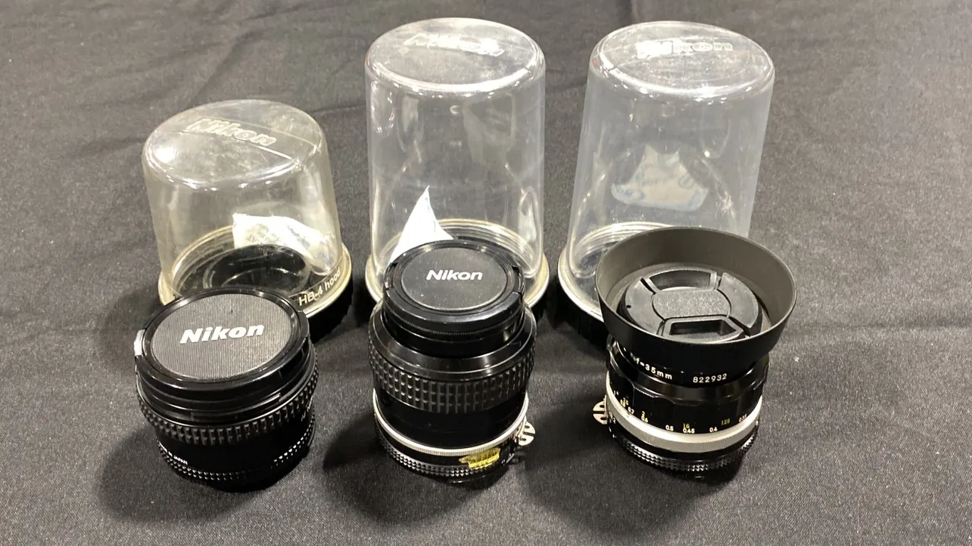 NIKON NIKKOR-O AUTO 35MM F/2 VINTAGE MANUAL FOCUS WIDE ANGLE PRIME LENS, NIKON NIKKOR 105MM 1:2.5