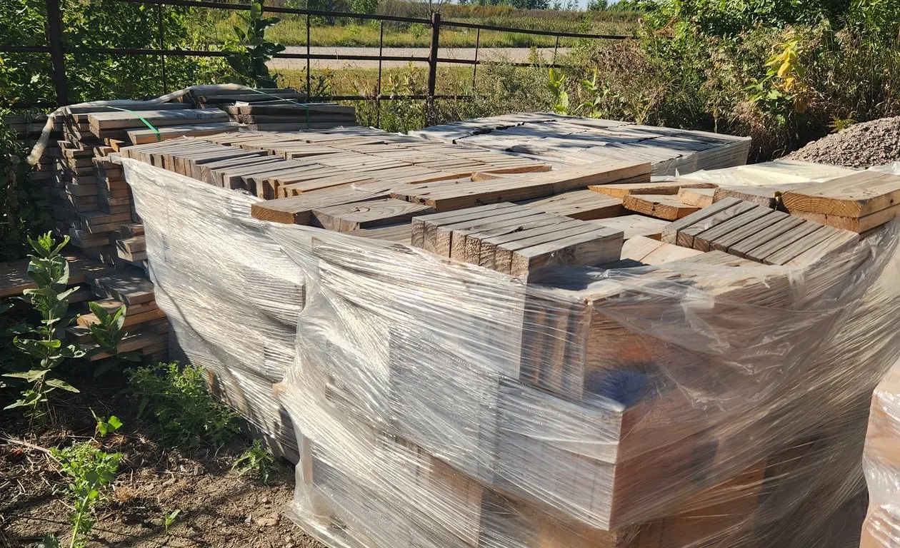 4-Pallets of Wood Blocking nailed together (Random pallets Stock Photo)