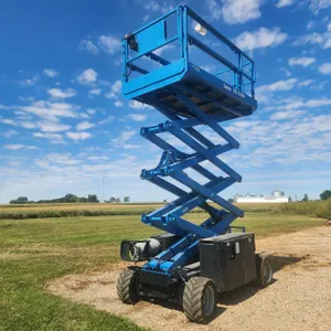 2016 Genie GS33696 Scissor Lift w/approx. 2200 hrs., Dual Fuel (Gas/LP), Foam filled all terrain tires, bed extends to 12', recently serviced