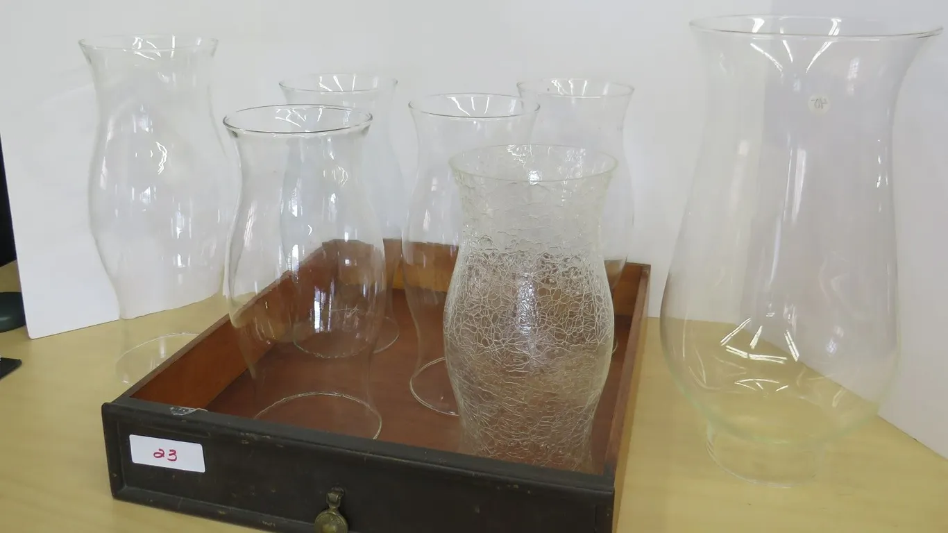Vintage Drawer and Glass Hurricanes