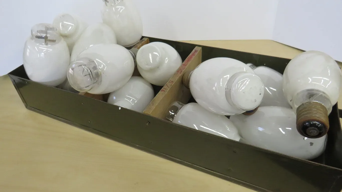 Vintage Metal Drawer with Light Bulbs