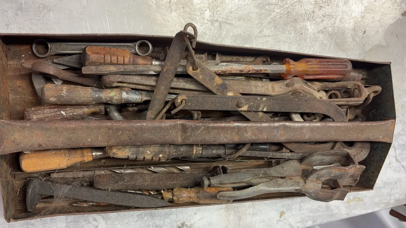 Tool Tray with Vintage Tools