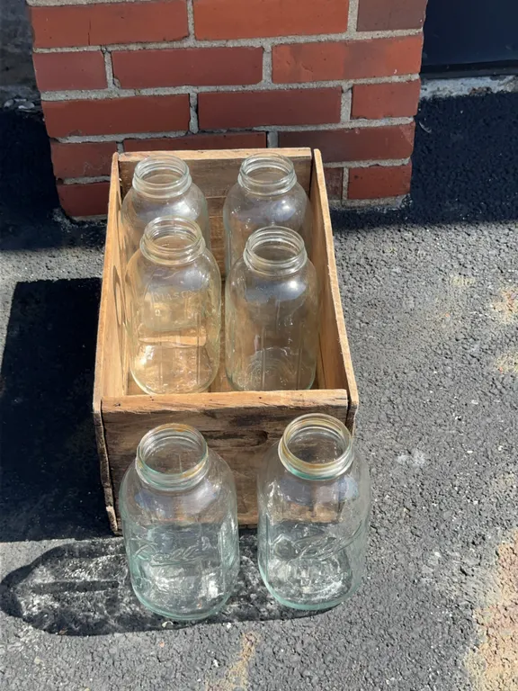 Canning Jars and Wooden Crate