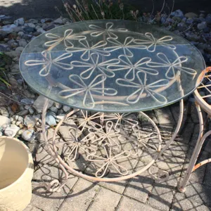Wrought Iron & Glass Patio Table