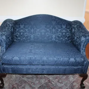 Blue Damask Settee