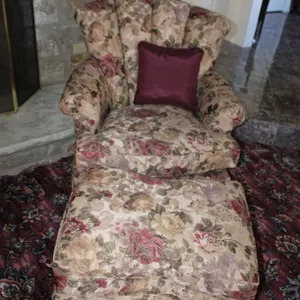 Floral Armchair & Ottoman