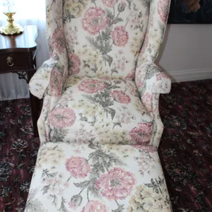 Floral Wingback Chair & Ottoman