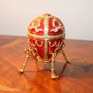 Red Fabergé Egg Rosebud Trinket Box