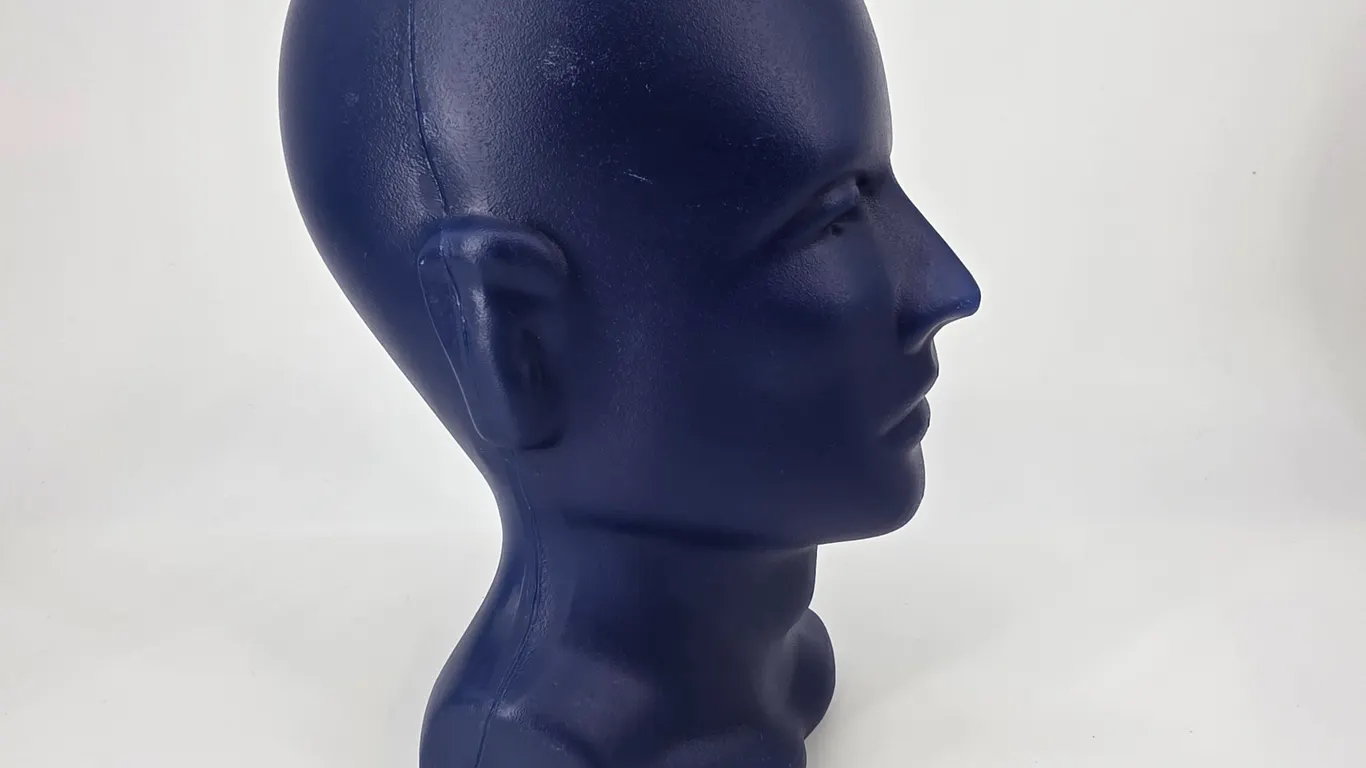 Blue Male Mannequin Head Bust Display Stand for Hats Headphones Glasses
