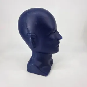 Blue Male Mannequin Head Bust Display Stand for Hats Headphones Glasses