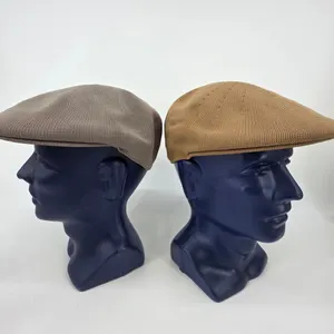Dockers Mens Ivy Flat Cap 2 Piece Tan Taupe Knit Driving Hats Size L XL