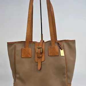 Dooney & Bourke Vintage Canvas Leather Trim Tote Bag Khaki Tan Made in USA