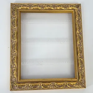 Gold Frame Jewelry Display with Clear Plastic Strips for Jewelry