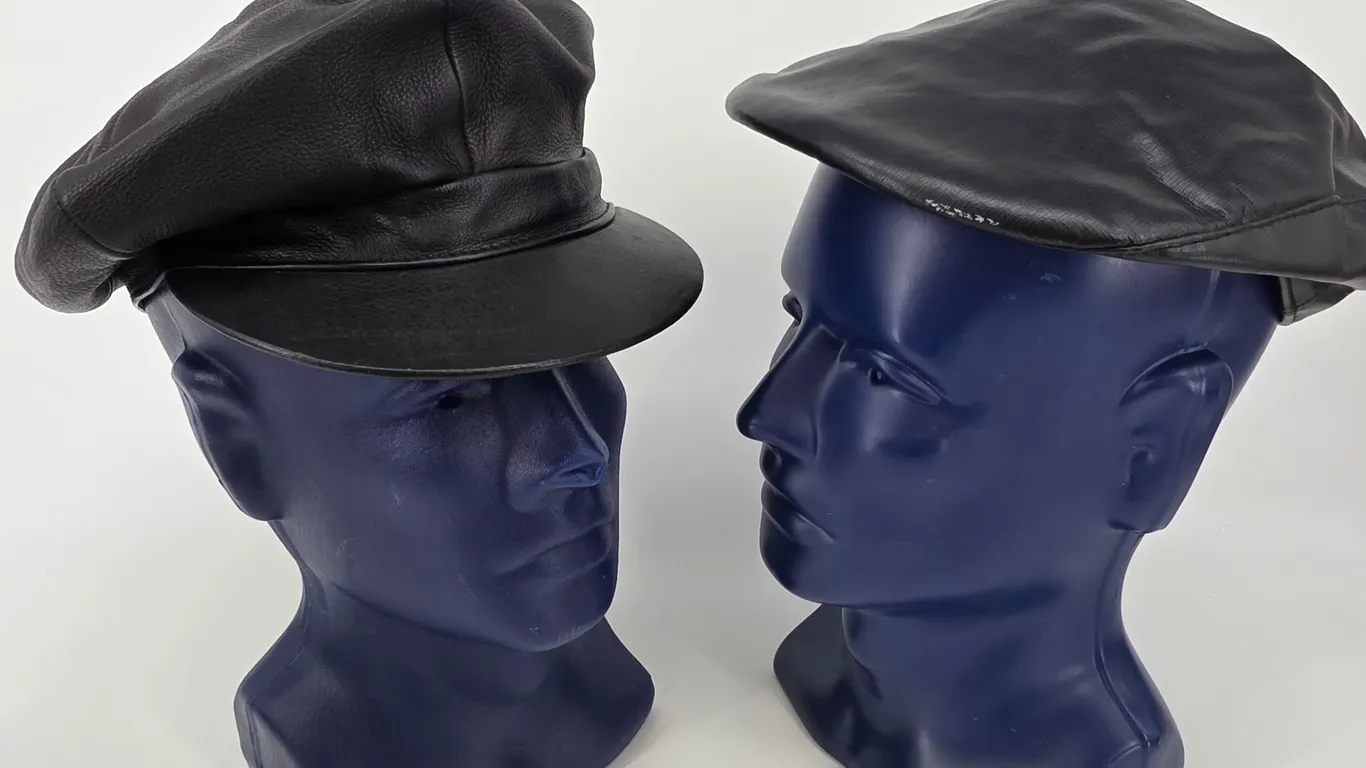 Wilsons Leather Pelle Studio Black Leather Newsboy Baker Boy & Flat Cap Hat Set