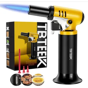 Butane Torch Lighter with Fuel Gauge for Brulee Creme, Soldering 2500°F Adjustable Continuous Flame